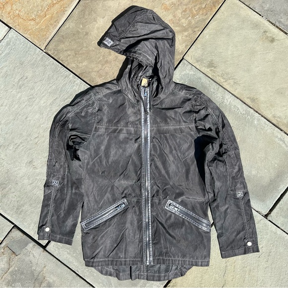 Grey Overdyed Lightweight Hooded Windbreaker Jacket - Picture 1 of 7